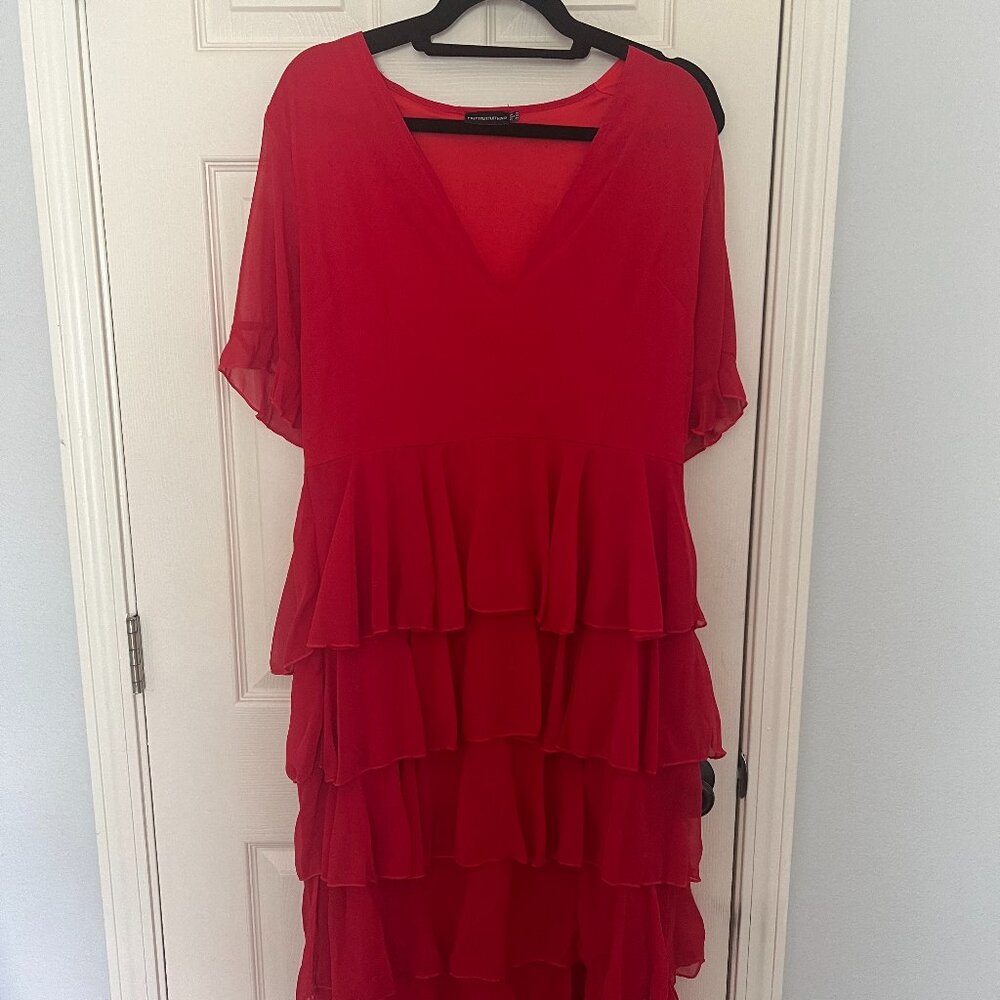 Floor-Length Ruffle Slit Dress